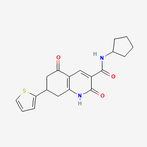 molecular formula C19H20N2O3S B5439833 N~3~-CYCLOPENTYL-2,5-DIOXO-7-(2-THIENYL)-1,2,5,6,7,8-HEXAHYDRO-3-QUINOLINECARBOXAMIDE 