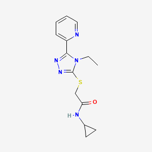 molecular formula C14H17N5OS B5439862 N-CYCLOPROPYL-2-{[4-ETHYL-5-(2-PYRIDINYL)-4H-1,2,4-TRIAZOL-3-YL]SULFANYL}ACETAMIDE 