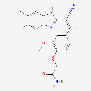 molecular formula C22H22N4O3 B5439911 2-[4-[(Z)-2-cyano-2-(5,6-dimethyl-1H-benzimidazol-2-yl)ethenyl]-2-ethoxyphenoxy]acetamide 