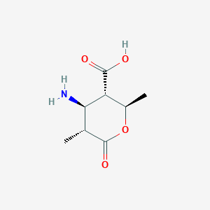 molecular formula C8H13NO4 B054400 2H-Pyran-3-carboxylicacid,4-aminotetrahydro-2,5-dimethyl-6-oxo-,[2R- CAS No. 116501-96-3