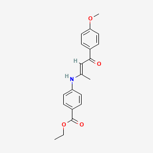 molecular formula C20H21NO4 B5440496 ethyl 4-[[(E)-4-(4-methoxyphenyl)-4-oxobut-2-en-2-yl]amino]benzoate 