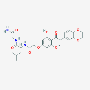 molecular formula C27H29N3O9 B5440755 N-(2-amino-2-oxoethyl)-2-[[2-[3-(2,3-dihydro-1,4-benzodioxin-6-yl)-5-hydroxy-4-oxochromen-7-yl]oxyacetyl]amino]-4-methylpentanamide 