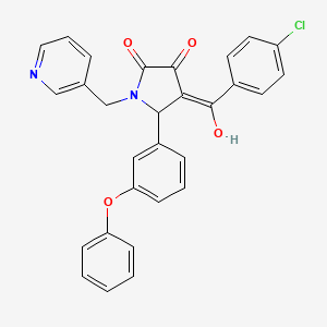 molecular formula C29H21ClN2O4 B5440904 4-(4-chlorobenzoyl)-3-hydroxy-5-(3-phenoxyphenyl)-1-[(pyridin-3-yl)methyl]-2,5-dihydro-1H-pyrrol-2-one 