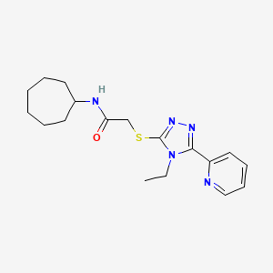 molecular formula C18H25N5OS B5441292 N-CYCLOHEPTYL-2-{[4-ETHYL-5-(2-PYRIDINYL)-4H-1,2,4-TRIAZOL-3-YL]SULFANYL}ACETAMIDE 