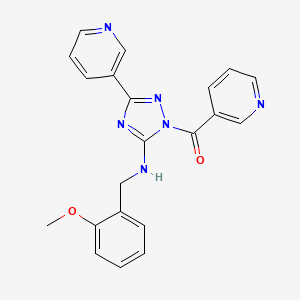 molecular formula C21H18N6O2 B5441318 {5-[(2-methoxybenzyl)amino]-3-(pyridin-3-yl)-1H-1,2,4-triazol-1-yl}(pyridin-3-yl)methanone 