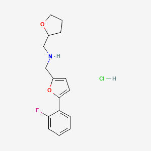 molecular formula C16H19ClFNO2 B5441910 N-[[5-(2-fluorophenyl)furan-2-yl]methyl]-1-(oxolan-2-yl)methanamine;hydrochloride 