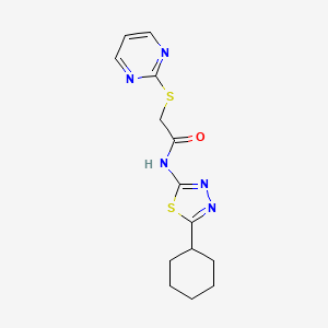 molecular formula C14H17N5OS2 B5441950 N-(5-CYCLOHEXYL-1,3,4-THIADIAZOL-2-YL)-2-(2-PYRIMIDINYLSULFANYL)ACETAMIDE 