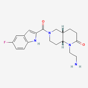 molecular formula C19H23FN4O2 B5442170 rel-(4aS,8aR)-1-(2-aminoethyl)-6-[(5-fluoro-1H-indol-2-yl)carbonyl]octahydro-1,6-naphthyridin-2(1H)-one hydrochloride 