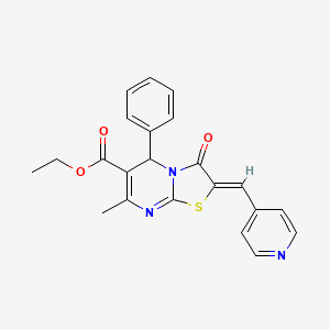 molecular formula C22H19N3O3S B5442656 ethyl (2Z)-7-methyl-3-oxo-5-phenyl-2-(pyridin-4-ylmethylidene)-5H-[1,3]thiazolo[3,2-a]pyrimidine-6-carboxylate 