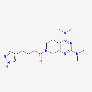 molecular formula C18H27N7O B5443900 N,N,N',N'-tetramethyl-7-[4-(1H-pyrazol-4-yl)butanoyl]-5,6,7,8-tetrahydropyrido[3,4-d]pyrimidine-2,4-diamine 