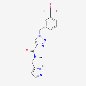 molecular formula C16H15F3N6O B5444095 N-methyl-N-(1H-pyrazol-5-ylmethyl)-1-[[3-(trifluoromethyl)phenyl]methyl]triazole-4-carboxamide 