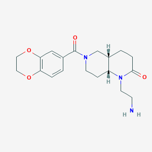 molecular formula C19H25N3O4 B5444284 rel-(4aS,8aR)-1-(2-aminoethyl)-6-(2,3-dihydro-1,4-benzodioxin-6-ylcarbonyl)octahydro-1,6-naphthyridin-2(1H)-one hydrochloride 