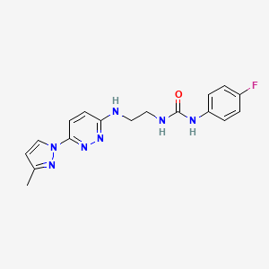 molecular formula C17H18FN7O B5444306 N-(4-fluorophenyl)-N'-(2-{[6-(3-methyl-1H-pyrazol-1-yl)-3-pyridazinyl]amino}ethyl)urea 