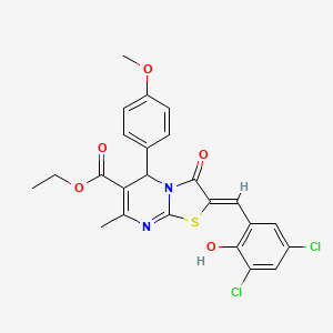 molecular formula C24H20Cl2N2O5S B5444336 Ethyl (2Z)-2-[(3,5-dichloro-2-hydroxyphenyl)methylidene]-5-(4-methoxyphenyl)-7-methyl-3-oxo-2H,3H,5H-[1,3]thiazolo[3,2-A]pyrimidine-6-carboxylate 