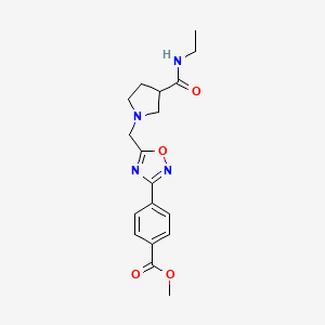 molecular formula C18H22N4O4 B5444471 methyl 4-[5-({3-[(ethylamino)carbonyl]-1-pyrrolidinyl}methyl)-1,2,4-oxadiazol-3-yl]benzoate 
