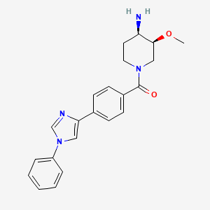 molecular formula C22H24N4O2 B5444506 (3S*,4R*)-3-methoxy-1-[4-(1-phenyl-1H-imidazol-4-yl)benzoyl]piperidin-4-amine 