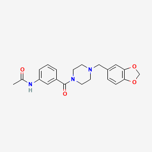 molecular formula C21H23N3O4 B5444543 N-(3-{[4-(1,3-benzodioxol-5-ylmethyl)-1-piperazinyl]carbonyl}phenyl)acetamide 