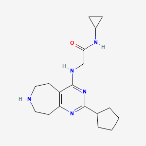 molecular formula C18H27N5O B5444790 N~2~-(2-cyclopentyl-6,7,8,9-tetrahydro-5H-pyrimido[4,5-d]azepin-4-yl)-N~1~-cyclopropylglycinamide dihydrochloride 