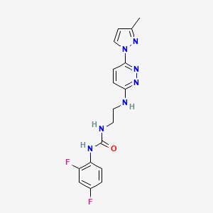 molecular formula C17H17F2N7O B5444830 N-(2,4-difluorophenyl)-N'-(2-{[6-(3-methyl-1H-pyrazol-1-yl)-3-pyridazinyl]amino}ethyl)urea 
