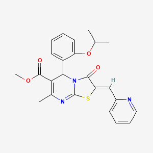 molecular formula C24H23N3O4S B5444853 methyl (2Z)-7-methyl-3-oxo-5-(2-propan-2-yloxyphenyl)-2-(pyridin-2-ylmethylidene)-5H-[1,3]thiazolo[3,2-a]pyrimidine-6-carboxylate 