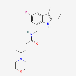 molecular formula C21H30FN3O2 B5444907 N-[(2-ethyl-5-fluoro-3-methyl-1H-indol-7-yl)methyl]-4-morpholin-4-ylpentanamide 