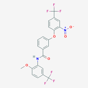 molecular formula C22H14F6N2O5 B5444913 N-[2-methoxy-5-(trifluoromethyl)phenyl]-3-[2-nitro-4-(trifluoromethyl)phenoxy]benzamide 