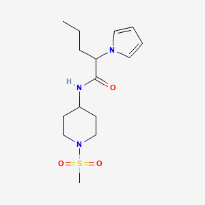molecular formula C15H25N3O3S B5444926 N-[1-(methylsulfonyl)piperidin-4-yl]-2-(1H-pyrrol-1-yl)pentanamide 
