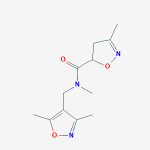 molecular formula C12H17N3O3 B5444929 N-[(3,5-dimethylisoxazol-4-yl)methyl]-N,3-dimethyl-4,5-dihydroisoxazole-5-carboxamide 