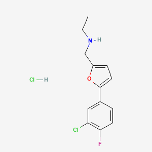 molecular formula C13H14Cl2FNO B5445195 N-[[5-(3-chloro-4-fluorophenyl)furan-2-yl]methyl]ethanamine;hydrochloride 