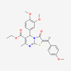molecular formula C26H26N2O6S B5445429 ETHYL (2Z)-5-(3,4-DIMETHOXYPHENYL)-2-[(4-METHOXYPHENYL)METHYLIDENE]-7-METHYL-3-OXO-2H,3H,5H-[1,3]THIAZOLO[3,2-A]PYRIMIDINE-6-CARBOXYLATE 