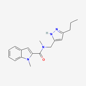 molecular formula C18H22N4O B5445825 N,1-dimethyl-N-[(5-propyl-1H-pyrazol-3-yl)methyl]-1H-indole-2-carboxamide 