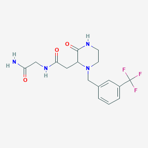 molecular formula C16H19F3N4O3 B5445930 N~2~-({3-oxo-1-[3-(trifluoromethyl)benzyl]-2-piperazinyl}acetyl)glycinamide 