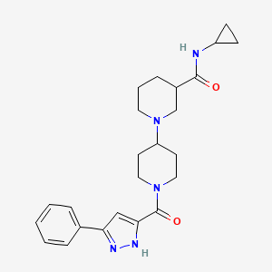 molecular formula C24H31N5O2 B5445938 N-cyclopropyl-1-[1-(3-phenyl-1H-pyrazole-5-carbonyl)piperidin-4-yl]piperidine-3-carboxamide 