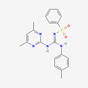 molecular formula C20H21N5O2S B5446104 N~1~-[[(4,6-DIMETHYL-2-PYRIMIDINYL)AMINO](4-TOLUIDINO)METHYLENE]-1-BENZENESULFONAMIDE 