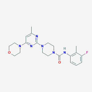 molecular formula C21H27FN6O2 B5446169 N-(3-fluoro-2-methylphenyl)-4-[4-methyl-6-(4-morpholinyl)-2-pyrimidinyl]-1-piperazinecarboxamide 