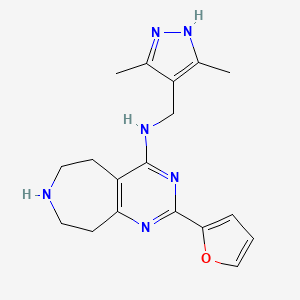 molecular formula C18H22N6O B5446295 N-[(3,5-dimethyl-1H-pyrazol-4-yl)methyl]-2-(furan-2-yl)-6,7,8,9-tetrahydro-5H-pyrimido[4,5-d]azepin-4-amine 