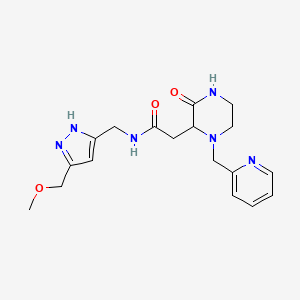 molecular formula C18H24N6O3 B5446679 N-{[5-(methoxymethyl)-1H-pyrazol-3-yl]methyl}-2-[3-oxo-1-(2-pyridinylmethyl)-2-piperazinyl]acetamide 