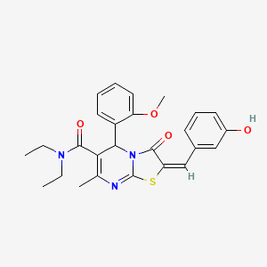 molecular formula C26H27N3O4S B5446729 N,N-diethyl-2-(3-hydroxybenzylidene)-5-(2-methoxyphenyl)-7-methyl-3-oxo-2,3-dihydro-5H-[1,3]thiazolo[3,2-a]pyrimidine-6-carboxamide 