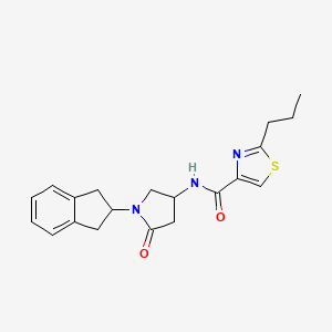 molecular formula C20H23N3O2S B5446774 N-[1-(2,3-dihydro-1H-inden-2-yl)-5-oxopyrrolidin-3-yl]-2-propyl-1,3-thiazole-4-carboxamide 