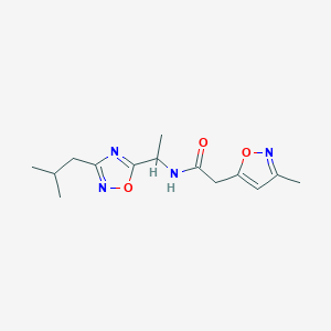 molecular formula C14H20N4O3 B5446809 N-[1-(3-isobutyl-1,2,4-oxadiazol-5-yl)ethyl]-2-(3-methylisoxazol-5-yl)acetamide 