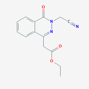 molecular formula C14H13N3O3 B054469 Ethyl 2-[3-(cyanomethyl)-4-oxo-3,4-dihydrophthalazin-1-YL]acetate CAS No. 122665-86-5