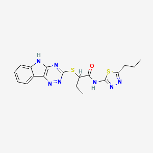 molecular formula C18H19N7OS2 B5447215 N-(5-propyl-1,3,4-thiadiazol-2-yl)-2-(5H-[1,2,4]triazino[5,6-b]indol-3-ylsulfanyl)butanamide 