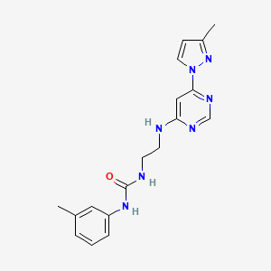 molecular formula C18H21N7O B5447402 N-(3-methylphenyl)-N'-(2-{[6-(3-methyl-1H-pyrazol-1-yl)-4-pyrimidinyl]amino}ethyl)urea 