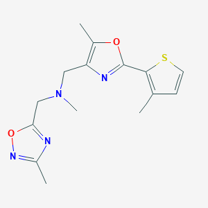 molecular formula C15H18N4O2S B5447495 N-methyl-1-[5-methyl-2-(3-methyl-2-thienyl)-1,3-oxazol-4-yl]-N-[(3-methyl-1,2,4-oxadiazol-5-yl)methyl]methanamine 