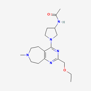 molecular formula C18H29N5O2 B5447534 N-{1-[2-(ethoxymethyl)-7-methyl-6,7,8,9-tetrahydro-5H-pyrimido[4,5-d]azepin-4-yl]pyrrolidin-3-yl}acetamide 