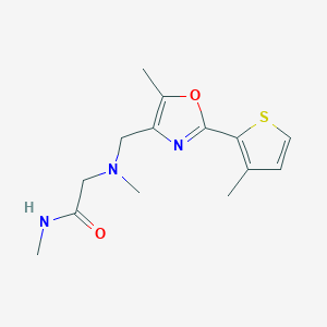molecular formula C14H19N3O2S B5447550 N~1~,N~2~-dimethyl-N~2~-{[5-methyl-2-(3-methyl-2-thienyl)-1,3-oxazol-4-yl]methyl}glycinamide 