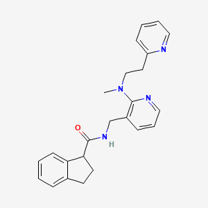 molecular formula C24H26N4O B5447668 N-({2-[methyl(2-pyridin-2-ylethyl)amino]pyridin-3-yl}methyl)indane-1-carboxamide 