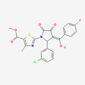 molecular formula C23H16ClFN2O5S B5447872 methyl 2-[2-(3-chlorophenyl)-3-(4-fluorobenzoyl)-4-hydroxy-5-oxo-2,5-dihydro-1H-pyrrol-1-yl]-4-methyl-1,3-thiazole-5-carboxylate 