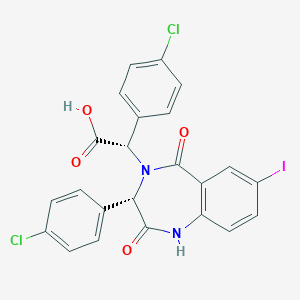 (4-Chlorophenyl)[3-(4-chlorophenyl)-7-iodo-2,5-dioxo-1,2,3,5-tetrahydro-4H-1,4-benzodiazepin-4-YL]acetic acid