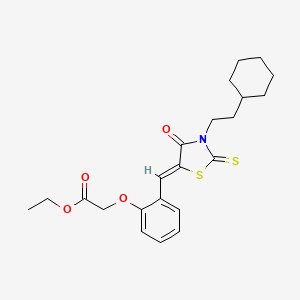 molecular formula C22H27NO4S2 B5448110 ethyl (2-{[3-(2-cyclohexylethyl)-4-oxo-2-thioxo-1,3-thiazolidin-5-ylidene]methyl}phenoxy)acetate 